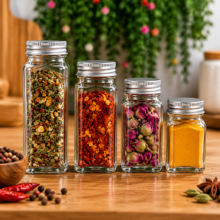 بانکه شیشه‌ای مکارتی درب استیل پیچی